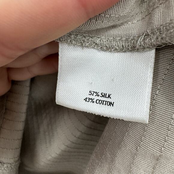 Eileen Fisher Silk Blend Textured Button Blouse Sz M Taupe Old Money Luxury - Picture 6 of 11